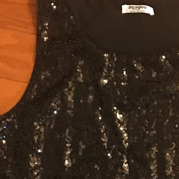 ZEAGOO: BLACK SEQUIN TANK TOP SIZE L - Picture 4 of 4